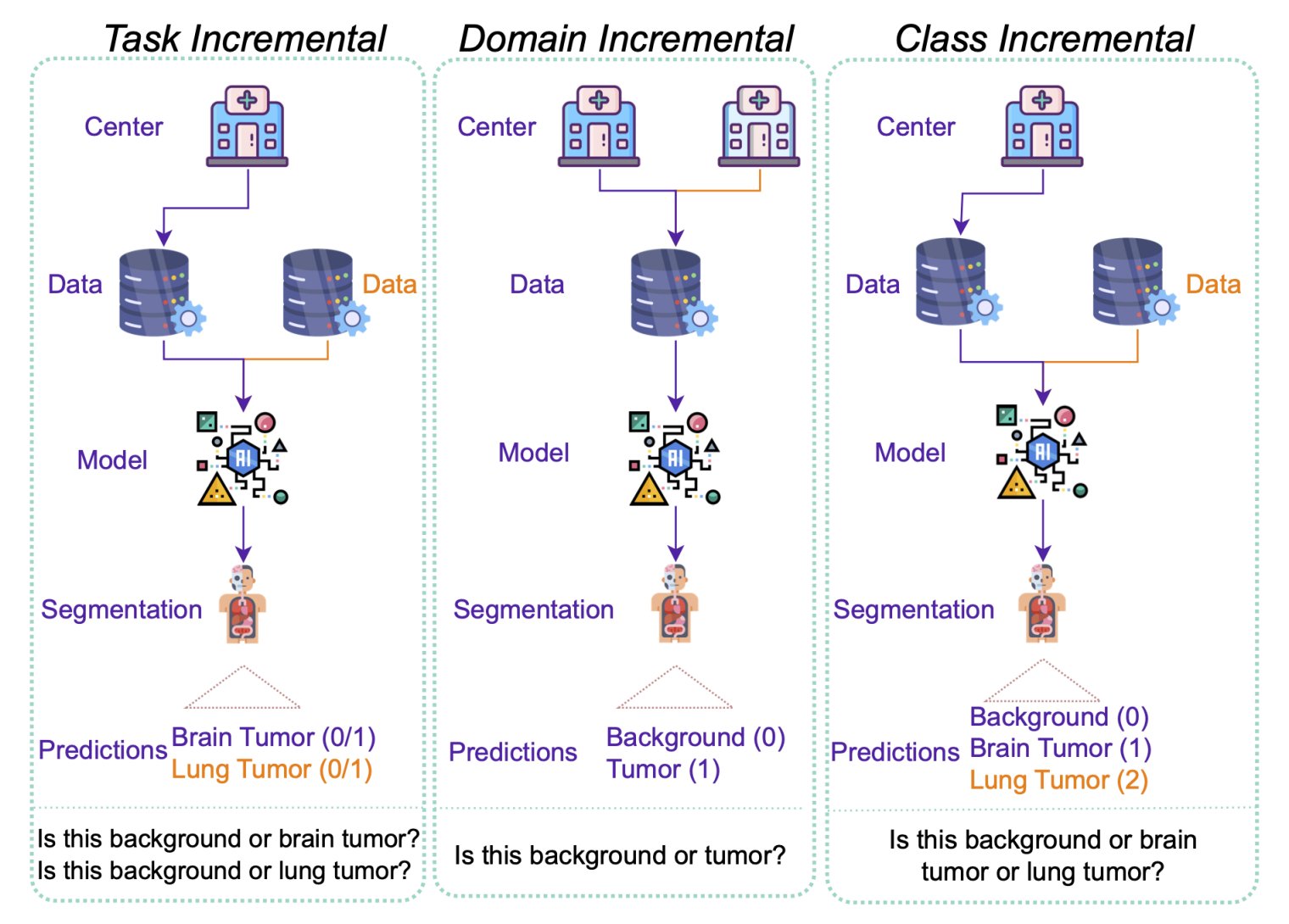 Continual learning scenarios in medical imaging
